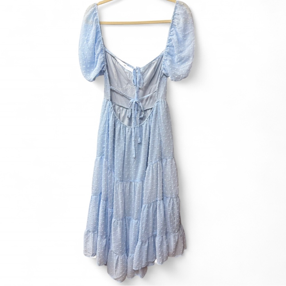 SHEIN Light Blue Midi Dress with Puff Sleeves - Picture 3 of 9